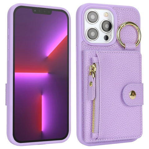 For iPhone 13 Pro Max / 12 Pro Max Case Litchi Textured PU Leather + TPU Kickstand Phone Cover with Card Slot