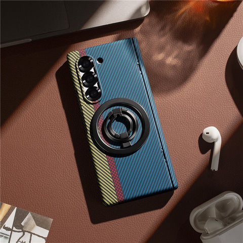 For Samsung Galaxy Z Fold5 5G Case Ring Holder Kickstand Hard PC Phone Cover with Screen Film