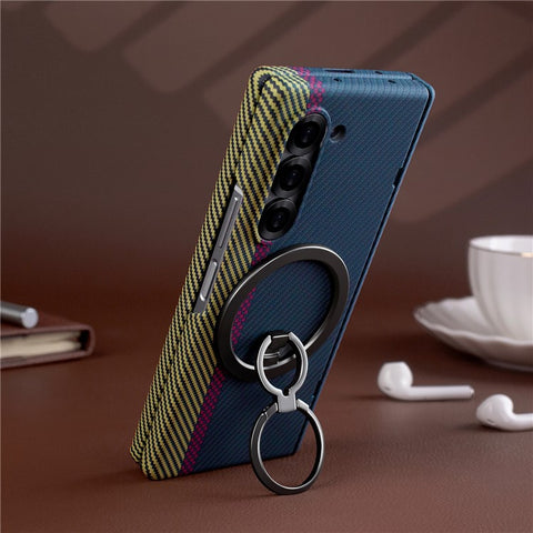 For Samsung Galaxy Z Fold5 5G Case Ring Holder Kickstand Hard PC Phone Cover with Screen Film