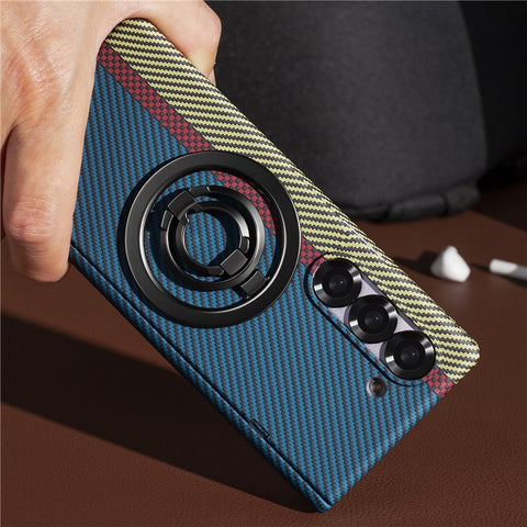 For Samsung Galaxy Z Fold5 5G Case Ring Holder Kickstand Hard PC Phone Cover with Screen Film