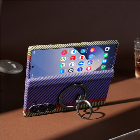 For Samsung Galaxy Z Fold5 5G Case Ring Holder Kickstand Hard PC Phone Cover with Screen Film