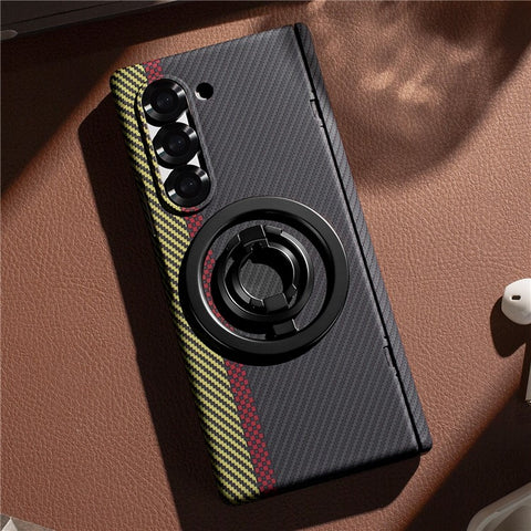 For Samsung Galaxy Z Fold5 5G Case Ring Holder Kickstand Hard PC Phone Cover with Screen Film