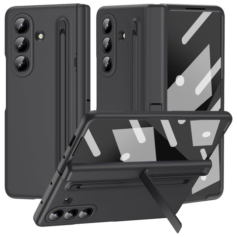 For Samsung Galaxy Z Fold7 5G Case Kickstand PC Phone Back Cover with Stylus and Tempered Glass Film