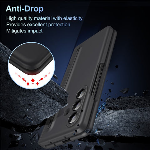 For Samsung Galaxy Z Fold7 5G Case Kickstand PC Phone Back Cover with Stylus and Tempered Glass Film