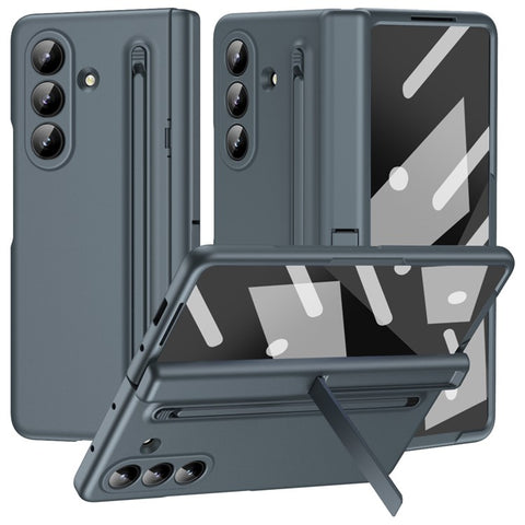 For Samsung Galaxy Z Fold7 5G Case Kickstand PC Phone Back Cover with Stylus and Tempered Glass Film