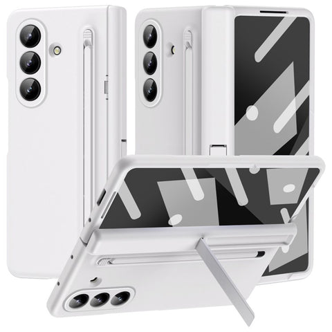 For Samsung Galaxy Z Fold7 5G Case Kickstand PC Phone Back Cover with Stylus and Tempered Glass Film