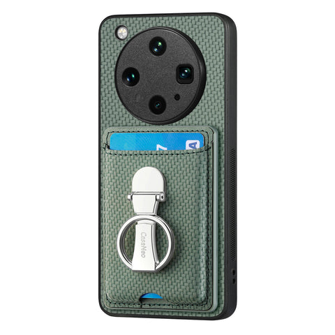 CASENEO For Oppo Find X8 Ultra 5G Leather Phone Back Cover with Kickstand and Card Slots Carbon Fiber Texture