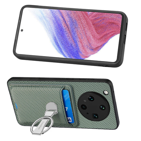 CASENEO For Oppo Find X8 Ultra 5G Leather Phone Back Cover with Kickstand and Card Slots Carbon Fiber Texture