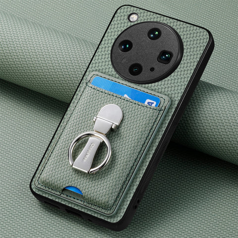 CASENEO For Oppo Find X8 Ultra 5G Leather Phone Back Cover with Kickstand and Card Slots Carbon Fiber Texture