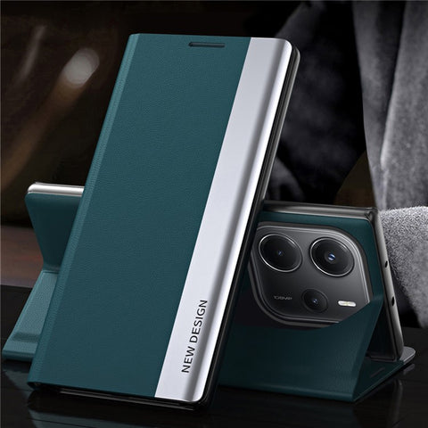 For Xiaomi Redmi Note 14 4G (163.25mm) Case Anti-Drop Leather Phone Cover with Stand