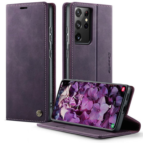 CASEME For Samsung Galaxy S21 Ultra 5G Case  033 Series RFID Blocking Wallet Stand Calf Texture Leather Phone Cover