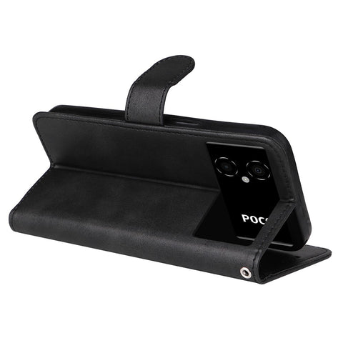 For Xiaomi Poco M4 5G / Poco M5 (India) 4G Calf Texture PU Leather Shockproof Cover Stand Wallet Cell Phone Case