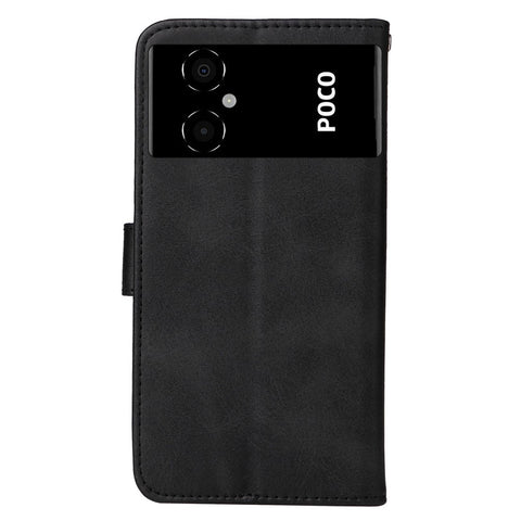 For Xiaomi Poco M4 5G / Poco M5 (India) 4G Calf Texture PU Leather Shockproof Cover Stand Wallet Cell Phone Case