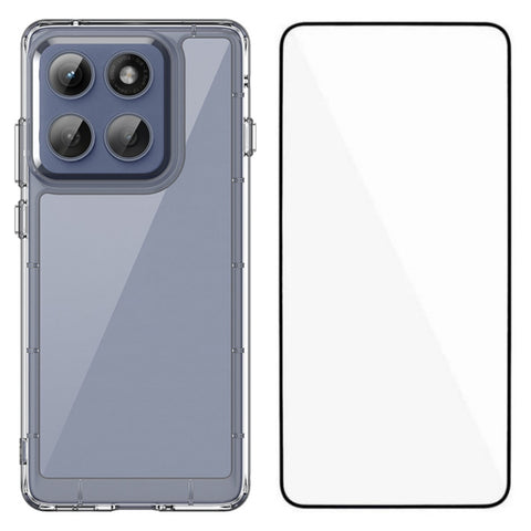 WANLONFENG For Motorola Edge 60 Pro 5G Case  MF Series TPU Acrylic Clear Phone Cover with Tempered Glass Film