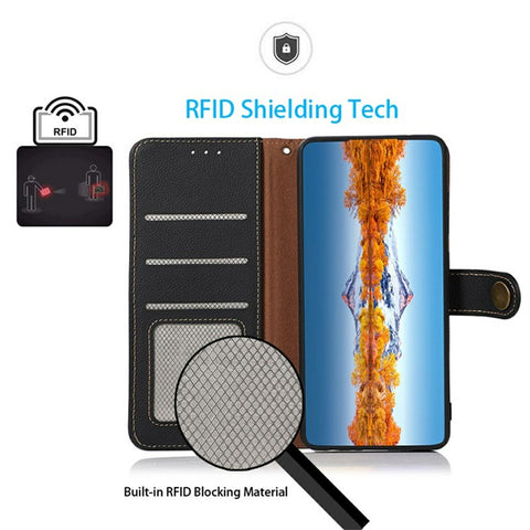 KHAZNEH for Samsung Galaxy A07 5G / A07 4G / A06 4G / A06 5G Case Genuine Cow Leather RFID Blocking Wallet Phone Cover