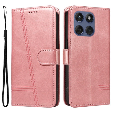 For Motorola Edge 60 5G / Motorola Edge 60 Pro 5G / Motorola Edge (2025) 5G / Motorola Edge 60 Fusion 5G Wallet Case T-Shape Lines Leather Phone Cover Stand