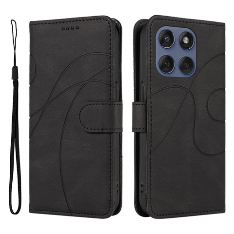 For Motorola Edge 60 5G / Motorola Edge 60 Pro 5G / Motorola Edge (2025) 5G / Motorola Edge 60 Fusion 5G Wallet Case Leather Phone Cover Stand with Curved Line Design
