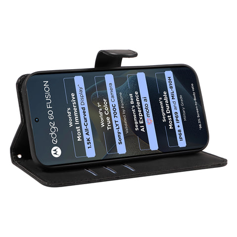 For Motorola Edge 60 5G / Motorola Edge 60 Pro 5G / Motorola Edge (2025) 5G / Motorola Edge 60 Fusion 5G Wallet Case Leather Phone Cover Stand with Curved Line Design