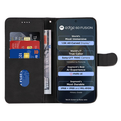 For Motorola Edge 60 5G / Motorola Edge 60 Pro 5G / Motorola Edge (2025) 5G / Motorola Edge 60 Fusion 5G Wallet Case Leather Phone Cover Stand with Curved Line Design