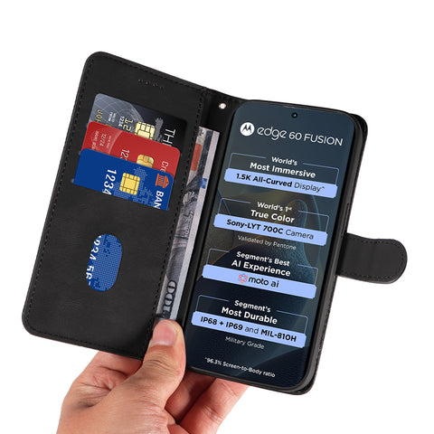 For Motorola Edge 60 5G / Motorola Edge 60 Pro 5G / Motorola Edge (2025) 5G / Motorola Edge 60 Fusion 5G Wallet Case Leather Phone Cover Stand with Curved Line Design