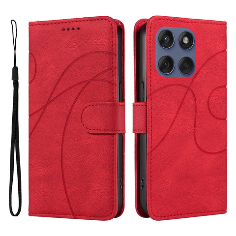 For Motorola Edge 60 5G / Motorola Edge 60 Pro 5G / Motorola Edge (2025) 5G / Motorola Edge 60 Fusion 5G Wallet Case Leather Phone Cover Stand with Curved Line Design