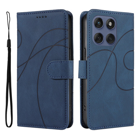For Motorola Edge 60 5G / Motorola Edge 60 Pro 5G / Motorola Edge (2025) 5G / Motorola Edge 60 Fusion 5G Wallet Case Leather Phone Cover Stand with Curved Line Design