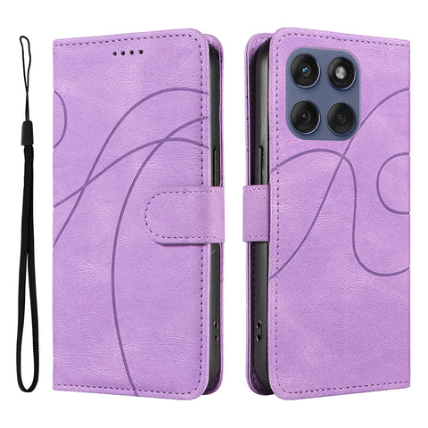 For Motorola Edge 60 5G / Motorola Edge 60 Pro 5G / Motorola Edge (2025) 5G / Motorola Edge 60 Fusion 5G Wallet Case Leather Phone Cover Stand with Curved Line Design