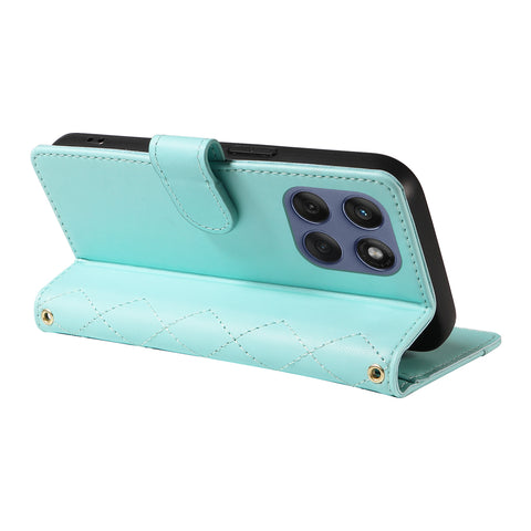 For Motorola Edge 60 5G / Motorola Edge 60 Pro 5G / Motorola Edge (2025) 5G / Motorola Edge 60 Fusion 5G Wallet Case Rhombus Leather Phone Cover with Strap