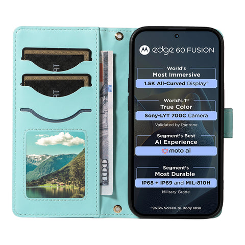 For Motorola Edge 60 5G / Motorola Edge 60 Pro 5G / Motorola Edge (2025) 5G / Motorola Edge 60 Fusion 5G Wallet Case Rhombus Leather Phone Cover with Strap