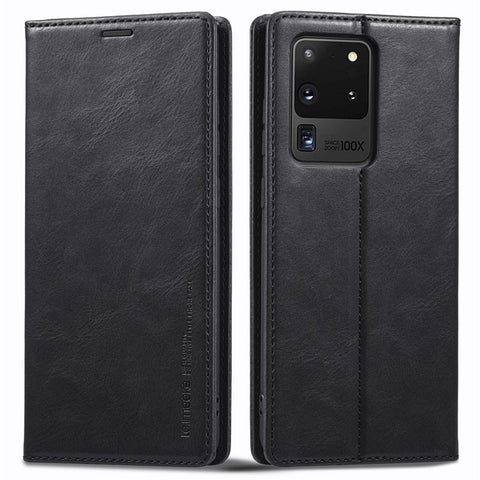 LC.IMEEKE For Samsung Galaxy S20 Ultra PU Leather Magnetic Auto-absorbed Flip Case RFID Blocking Wallet Stand Phone Cover