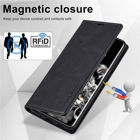 LC.IMEEKE For Samsung Galaxy S20 Ultra PU Leather Magnetic Auto-absorbed Flip Case RFID Blocking Wallet Stand Phone Cover