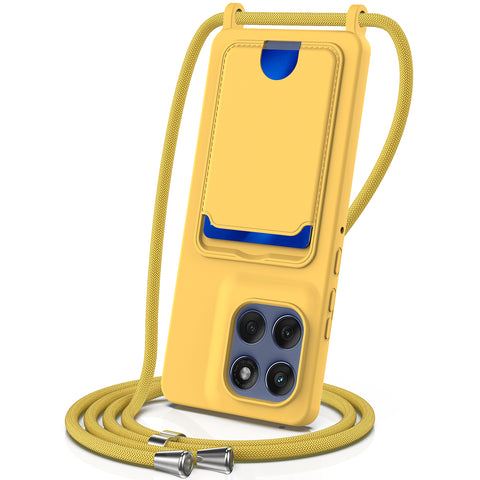 For Motorola Edge 60s 5G / Motorola Edge 60 Fusion 5G / Motorola Edge 60 5G Case Liquid Silicone Card Holder Back Phone Cover with Lanyard