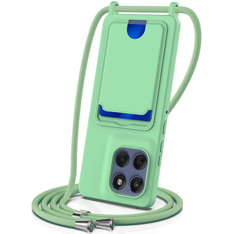 For Motorola Edge 60s 5G / Motorola Edge 60 Fusion 5G / Motorola Edge 60 5G Case Liquid Silicone Card Holder Back Phone Cover with Lanyard