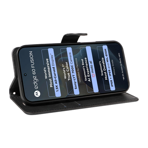 For Motorola Edge 60 5G / Motorola Edge 60 Pro 5G / Motorola Edge (2025) 5G / Motorola Edge 60 Fusion 5G Leather Wallet Case with Strap Solid Color Phone Stand Cover