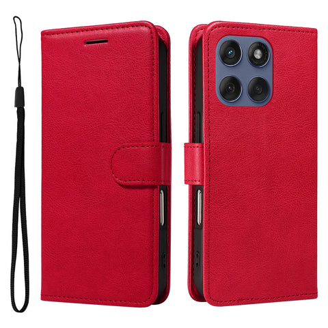 For Motorola Edge 60 5G / Motorola Edge 60 Pro 5G / Motorola Edge (2025) 5G / Motorola Edge 60 Fusion 5G Leather Wallet Case with Strap Solid Color Phone Stand Cover