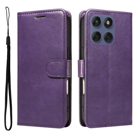 For Motorola Edge 60 5G / Motorola Edge 60 Pro 5G / Motorola Edge (2025) 5G / Motorola Edge 60 Fusion 5G Leather Wallet Case with Strap Solid Color Phone Stand Cover