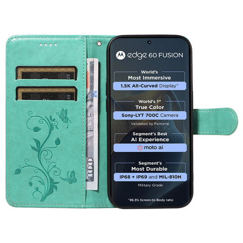 For Motorola Edge 60 5G / Motorola Edge 60 Pro 5G / Motorola Edge (2025) 5G / Motorola Edge 60 Fusion 5G PU Leather Cases Flower Pattern Wallet Stand Phone Cover with Strap