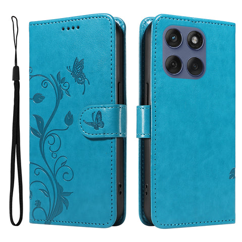 For Motorola Edge 60 5G / Motorola Edge 60 Pro 5G / Motorola Edge (2025) 5G / Motorola Edge 60 Fusion 5G PU Leather Cases Flower Pattern Wallet Stand Phone Cover with Strap