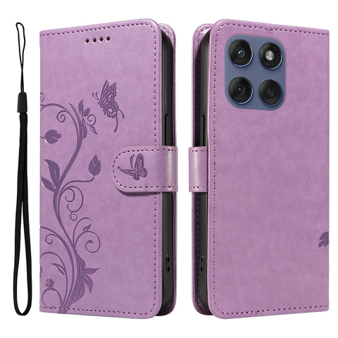 For Motorola Edge 60 5G / Motorola Edge 60 Pro 5G / Motorola Edge (2025) 5G / Motorola Edge 60 Fusion 5G PU Leather Cases Flower Pattern Wallet Stand Phone Cover with Strap