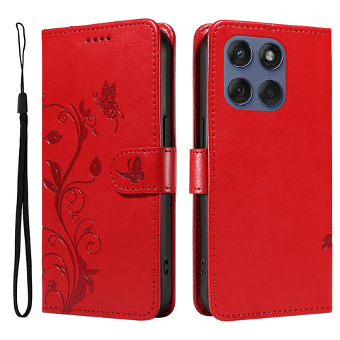 For Motorola Edge 60 5G / Motorola Edge 60 Pro 5G / Motorola Edge (2025) 5G / Motorola Edge 60 Fusion 5G PU Leather Cases Flower Pattern Wallet Stand Phone Cover with Strap