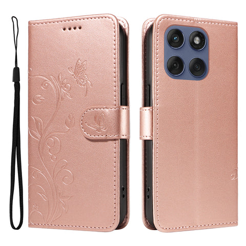 For Motorola Edge 60 5G / Motorola Edge 60 Pro 5G / Motorola Edge (2025) 5G / Motorola Edge 60 Fusion 5G PU Leather Cases Flower Pattern Wallet Stand Phone Cover with Strap