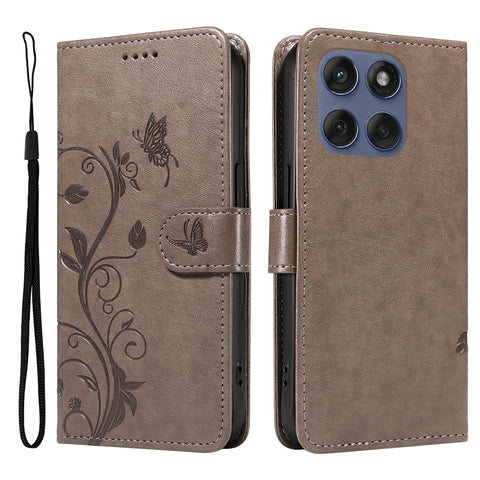 For Motorola Edge 60 5G / Motorola Edge 60 Pro 5G / Motorola Edge (2025) 5G / Motorola Edge 60 Fusion 5G PU Leather Cases Flower Pattern Wallet Stand Phone Cover with Strap