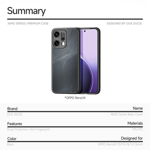 DUX DUCIS For Oppo Reno14 5G (Global) Case  Aimo Series TPU+PC Matte Drop-Proof Phone Cover (REACH Certification)