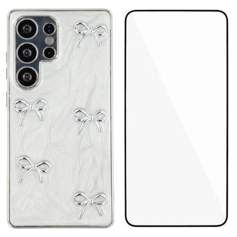 WANLONFENG For Samsung Galaxy S23 Ultra Case  Electroplated Epoxy TPU + Acrylic Phone Cover with Tempered Glass