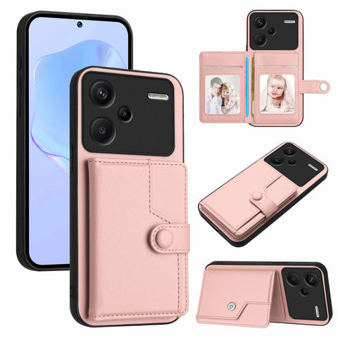 For Xiaomi Redmi Note 13 Pro+ 5G Case RFID Blocking Card Holder Kickstand TPU + PU Leather Phone Back Cover
