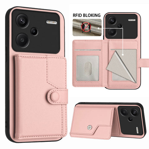 For Xiaomi Redmi Note 13 Pro+ 5G Case RFID Blocking Card Holder Kickstand TPU + PU Leather Phone Back Cover