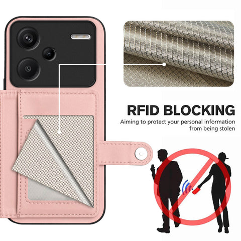 For Xiaomi Redmi Note 13 Pro+ 5G Case RFID Blocking Card Holder Kickstand TPU + PU Leather Phone Back Cover