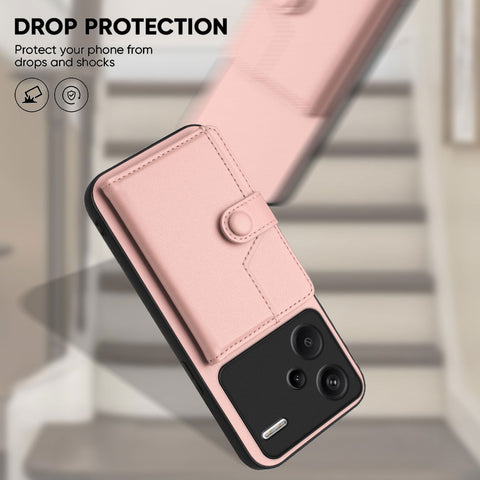 For Xiaomi Redmi Note 13 Pro+ 5G Case RFID Blocking Card Holder Kickstand TPU + PU Leather Phone Back Cover