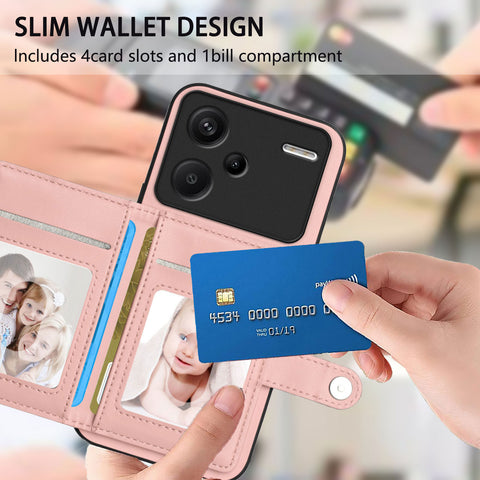 For Xiaomi Redmi Note 13 Pro+ 5G Case RFID Blocking Card Holder Kickstand TPU + PU Leather Phone Back Cover