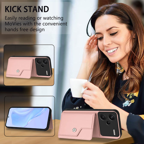 For Xiaomi Redmi Note 13 Pro+ 5G Case RFID Blocking Card Holder Kickstand TPU + PU Leather Phone Back Cover